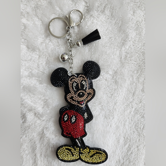 Mickey Mouse Rhinestone Keychain with Black and Red Accents Bag Charm - Picture 1 of 4